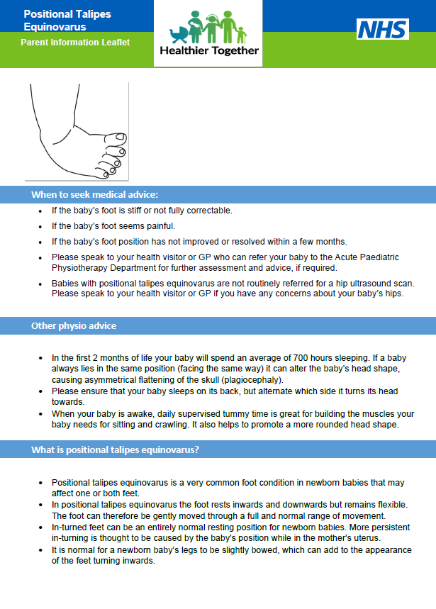 Positional Talipes Equinovarus PIL